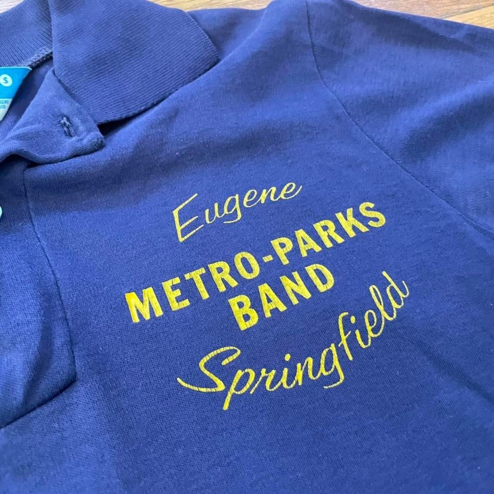 VTG 70s Champion Blue Bar‎ Eugene Springfield Metro Parks Band polo tshirt S USA - Picture 2 of 7